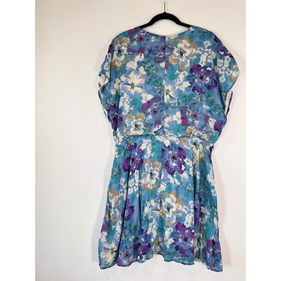 NWT Free People Womens Dress Blue Freddy Mini Floral V Neck Waist Tie Boho XL - Picture 8 of 8